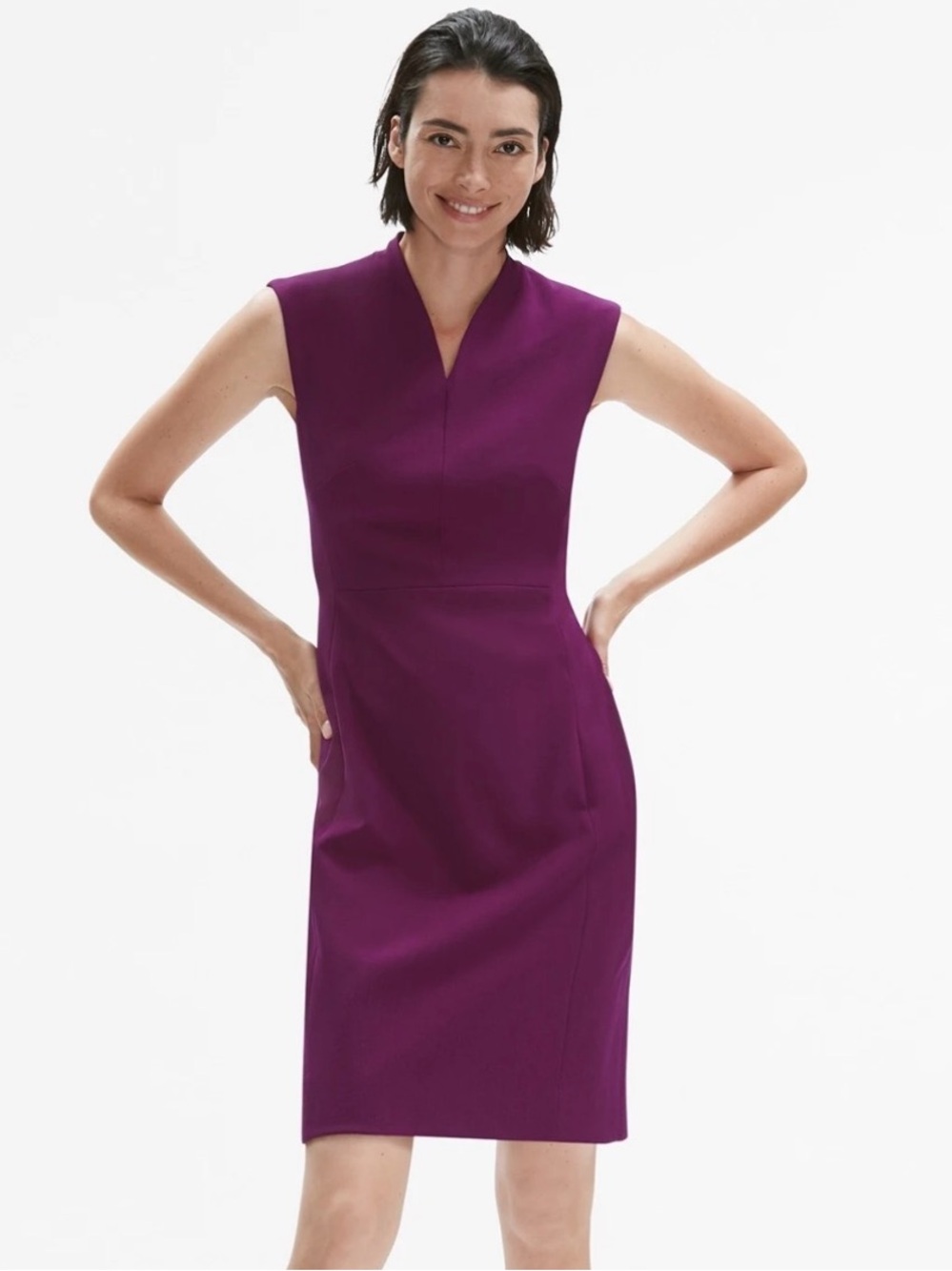MM LaFleur Aditi Dress Plum Purple Sheath Career Stretch Size 14